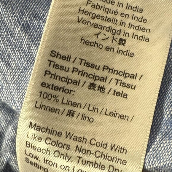 J. Crew 100% Baird McNutt Irish Linen Button Up French Blue Size Large - Picture 7 of 7